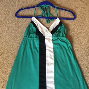 Ester brand maxi dress in black, white,and teal